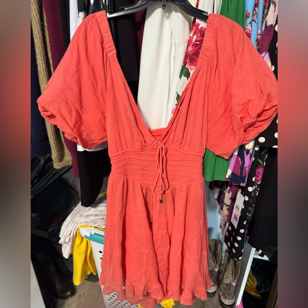 Free people orange mini dress. EUC.